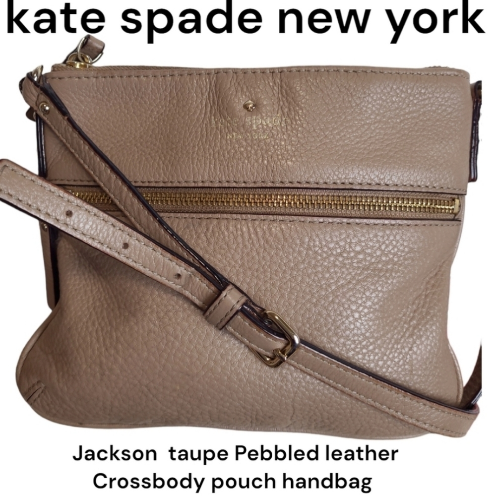 kate spade New York Jackson  Crossbody Pebbled leather pouch crossbody bag taupe